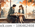 Couple having a date at a cafe in autumn 106462408