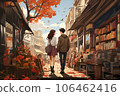 couple walking in autumn city 106462416