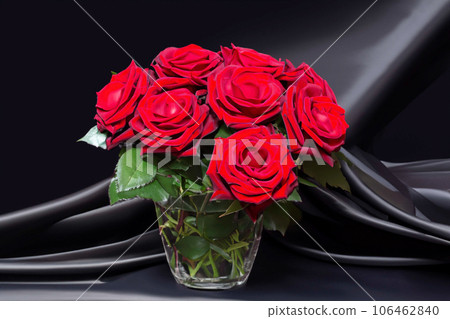 Roses On The Fabric Background Roses On The Fabric Background 106462840