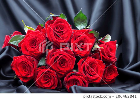 Roses On The Fabric Background 106462841