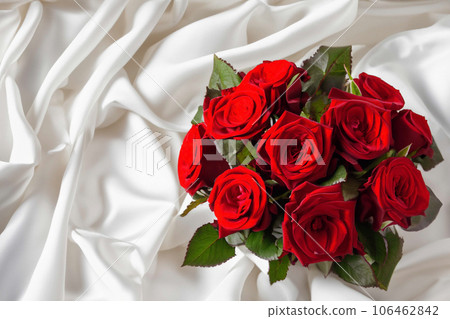 Roses On The Fabric Background Roses On The Fabric Background 106462842