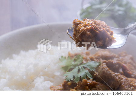Chicken curry spoon fried 106463161