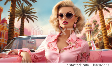 woman in the pink world. 106463364