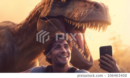 selfie with tyrannosaurus 106463408