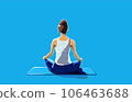 Rear view of a woman practicing yoga, pilates or meditation. 106463688
