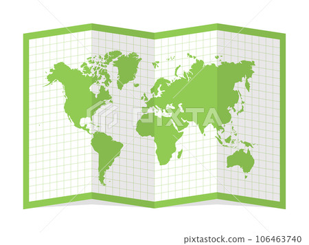 四分之一折世界地圖(世界地圖)矢量圖(設計素材) 四分之一折世界地圖(世界地圖)矢量圖(設計素材) 106463740