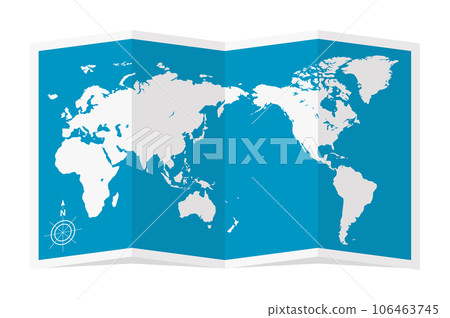 Four-fold world map (world map) vector illustration (design material) Four-fold world map (world map) vector illustration (design material) 106463745
