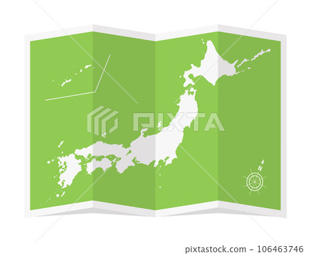 四折日本地圖矢量圖（設計素材） 106463746