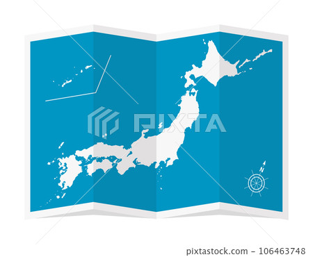 四折日本地圖矢量圖（設計素材） 106463748