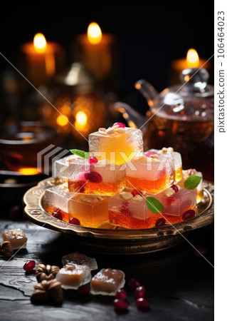 Oriental sweets with turkey tea AI generated 106464023
