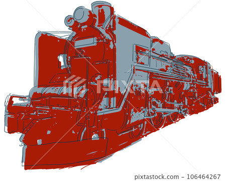 具有復古感覺的歷史蒸汽機車的插圖 具有復古感覺的歷史蒸汽機車的插圖 106464267