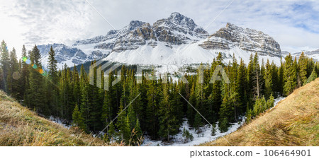 Beautiful winter view of Crowfoot Glacier in Banff National Park, Alberta, Canada. Beautiful winter view of Crowfoot Glacier in Banff National Park, Alberta, Canada. 106464901