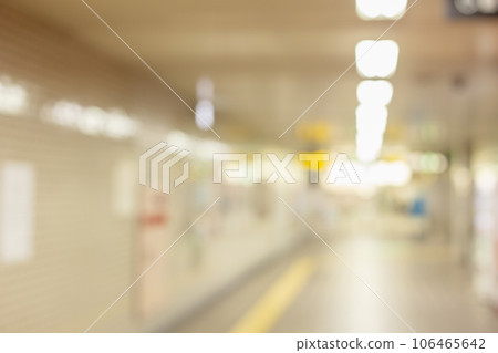 blur subway station underground train station walk way in japan for advertising background 106465642