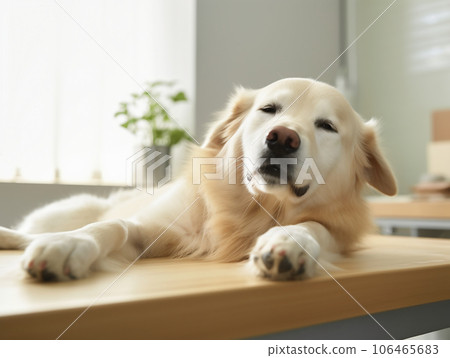 寵物沙龍，狗按摩，寵物按摩形象。拉布拉多獵犬放鬆。 A一代 106465683