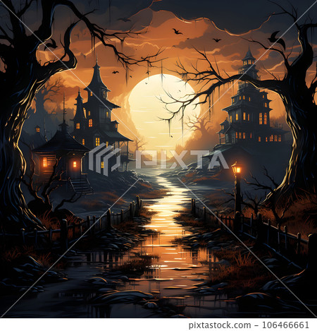 halloween pumpkin 3d object background illustration orange celebration holiday generative Ai. halloween horor isolated horror autumn decoration spooky evil design symbol happy. halloween festival. 106466661