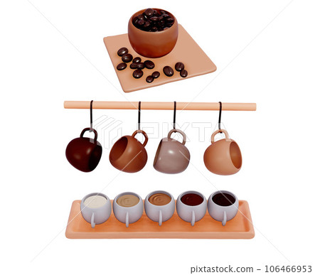 Coffee shop cafe drinks and objects 3d set Vector Coffee shop cafe drinks and objects 3d set Vector 106466953