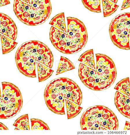Seamless pattern with a pizza salami. illustration Seamless pattern with a pizza salami. illustration 106466972