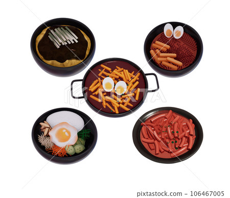 Korean food 3d set Vector 106467005
