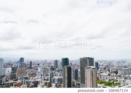 Osaka Umeda Sakishu/Maishima direction (Osaka city) seen from Umeda Sky Building (Seinan Sei direction, summer) 106467134