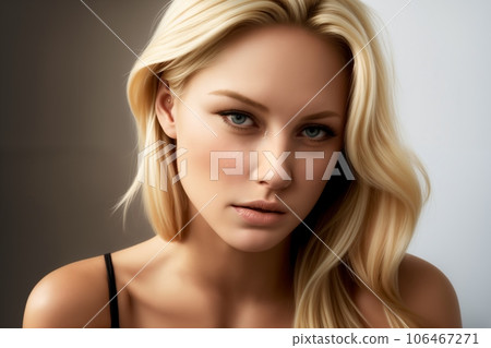 Photo portrait of a sad beautiful blonde Photo portrait of a sad beautiful blonde 106467271