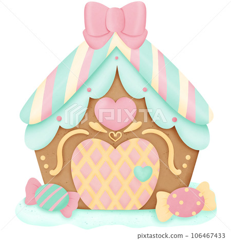 Watercolor gingerbread for invitation and greetings in happy season 106467433