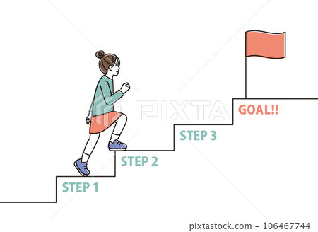girl climbing the stairs to the goal 106467744