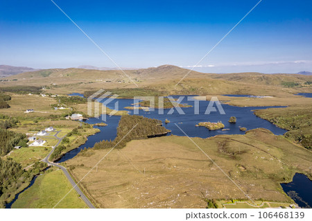 Aereal of Lough Craghy fishery by Dungloe in County Donegal - Ireland Aereal of Lough Craghy fishery by Dungloe in County Donegal - Ireland 106468139