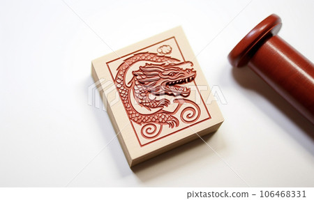 Cool red dragon stamp AI image for the Year of the Dragon 106468331