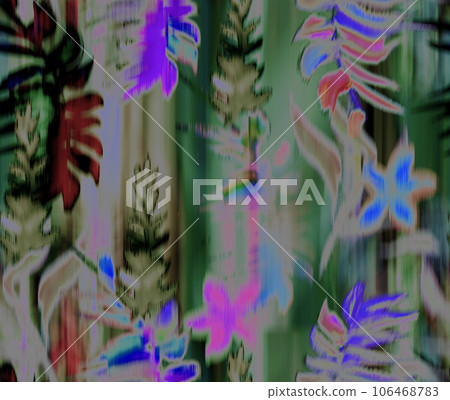 Modern abstract blur botanical pattern with tropical flowers Modern abstract blur botanical pattern with tropical flowers 106468783