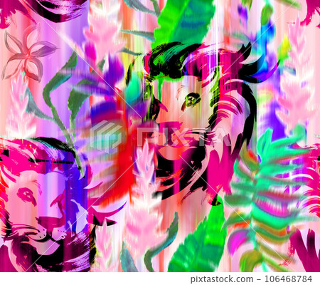 Seamless pattern with blur effect and lion Seamless pattern with blur effect and lion 106468784