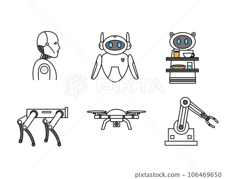 Various robot icon set 106469650
