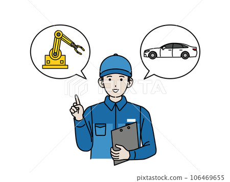 A man explaining the arm robot 106469655