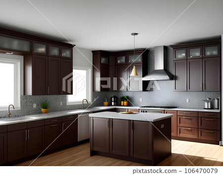 Realistic interior kitchen design detailed shot. 106470079