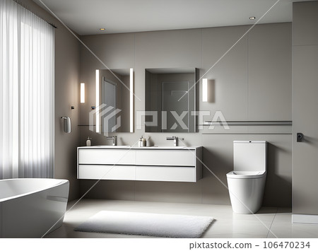 Realistic bathroom design with medium shot 106470234