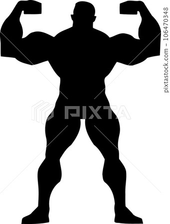 muscular bodybuilder man silhouette 106470348
