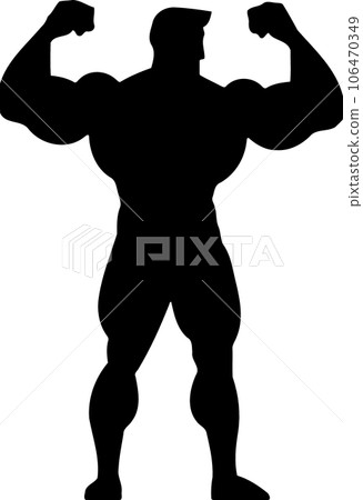muscular bodybuilder man silhouette 106470349