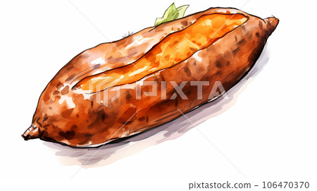 手绘卡通美味的烤红薯插画 106470370