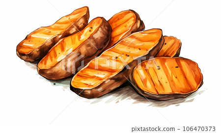 手绘卡通美味的烤红薯插画 106470373