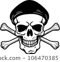 skull and crossbones black and white 106470385