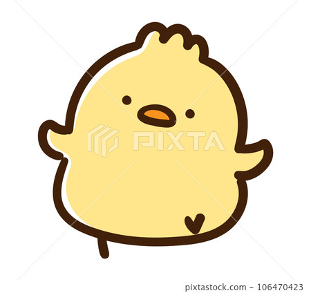 一隻可愛的小雞向前走的變形插圖 106470423
