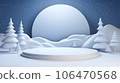 Christmas background with Christmas tree branches and snowman, winter seasonal with copy space. 106470568
