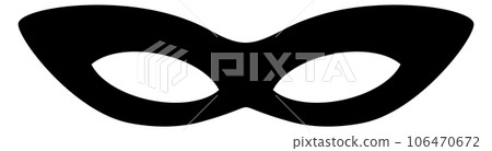 Black eye mask silhouette. Mystery symbol. Vintage carnival sign Black eye mask silhouette. Mystery symbol. Vintage carnival sign 106470672