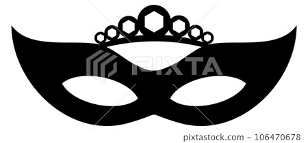 Elegant venetian mask. Carnival symbol. Black silhouette Elegant venetian mask. Carnival symbol. Black silhouette 106470678