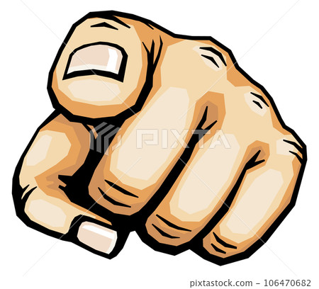 Pointing finger in pop art style. Male hand for poster Pointing finger in pop art style. Male hand for poster 106470682