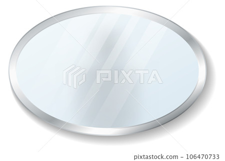 Wall mirror mockup. Realistic oval reflective surface 106470733