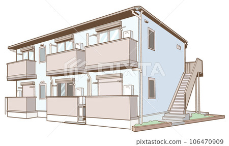 公寓樓的插圖[建築物、公寓、出租、房東、房地產、住宅、土地、建築、出租房屋] 106470909