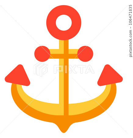 Anchor flat icon. Marine ship golden equipment Anchor flat icon. Marine ship golden equipment 106471835