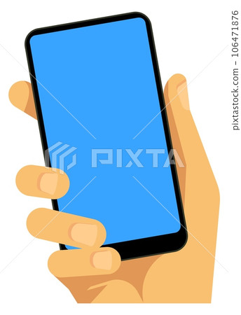 Hand with smartphone. Blank phone screen. App template 106471876