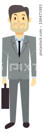 Middle age businessman cartoon character. Bearded man with briefcase 106471993