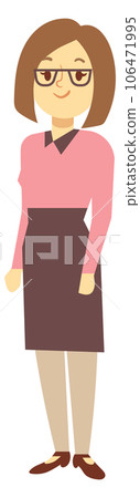 Woman in glasses and formal clothes. Cartoon character 106471995